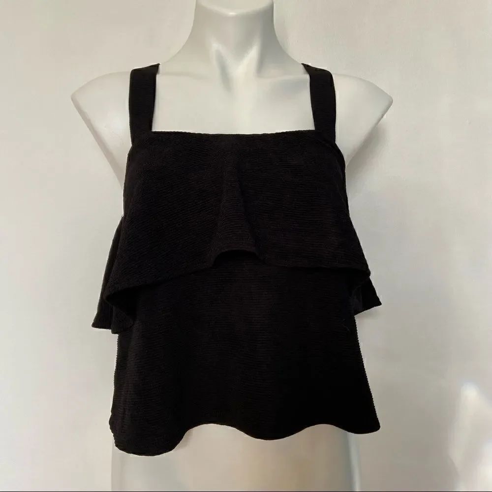 Texture & Thread Tiered Tank Top Black